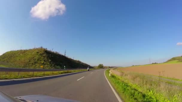 Driving car on village road — Stock Video