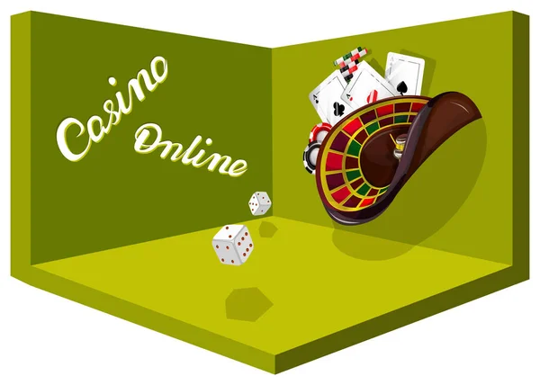 赌博机构的矢量概念形象 扑克筹码 轮盘赌似乎在零重力的情况下漂浮着 扑克赌博移动应用程序图标 Eps — 图库矢量图片