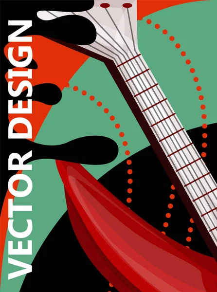 Imagen Vectorial Estilo Boho Colores Brillantes Elemento Principal Guitarra Concepto — Vector de stock