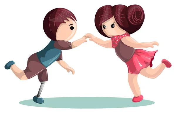 Imagen Vectorial Una Chica Bailando Con Chico Que Tiene Piernas — Vector de stock