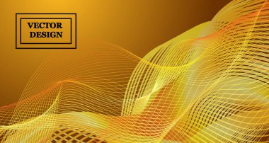 Belirli bir sırayla hareket eden çizgilerin vektör arkaplan resmi, iplik şeklinde altın gölgelerde bir desen oluşturur
