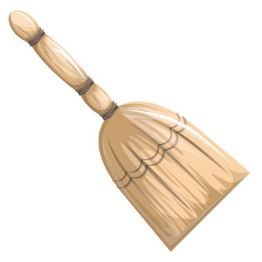 Beyaz arkaplanda izole edilmiş çizgi film tarzında bir süpürgenin vektör görüntüsü. EPS 10