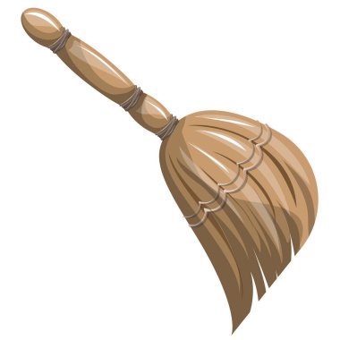 Beyaz arkaplanda izole edilmiş çizgi film tarzında bir süpürgenin vektör görüntüsü. EPS 10