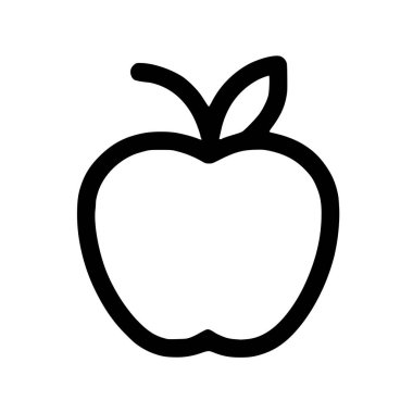 Bir elma meyvesinin temiz ve minimalist vektör çizimi. Bu basit siyah taslak simgesi sağlık, gıda veya eğitim temaları için mükemmeldir.