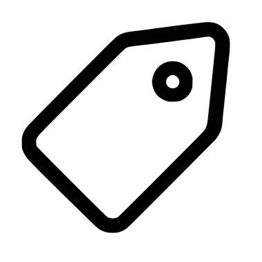 Perakende etiketi veya fiyat etiketinin minimalist bir vektör grafiği. Bu basit taslak simgesi e-ticaret, satış, alışveriş ve pazarlama tasarım unsurları için uygundur.