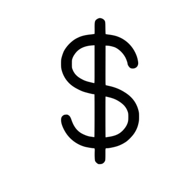 Cesur, siyah dolar işareti, para, finans, ekonomi ve zenginlik için evrensel bir simge. Bu minimalist grafik iş ve finansal kavramlar için mükemmeldir..