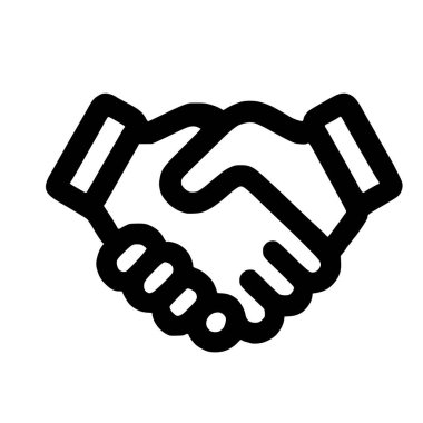 İki elin titrediği, anlaşmayı, anlaşmayı, işbirliğini ya da ortaklığı sembolize eden cesur bir sanat simgesi. Beyaz arkaplanda izole vektör grafiği.