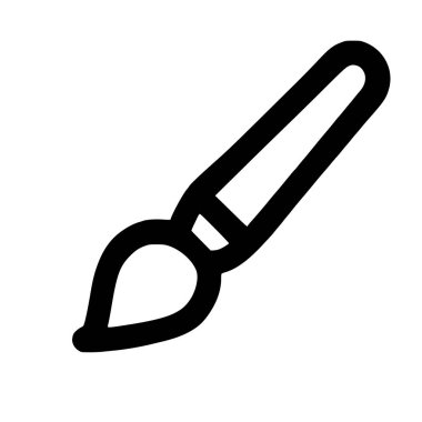 Sanat, yaratıcılık ve resmi temsil eden minimalist bir boya fırçası çizgisi simgesi. Bu basit vektör grafiği beyaz bir arkaplanda izole edilmiştir, web tasarımı ve kullanıcı arayüzleri için mükemmeldir.