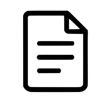 Bir dosya veya sayfanın minimalist bir vektör grafiği, temiz beyaz arkaplan üzerinde izole edilmiş, metin için üç satırlı siyah bir ana hatla temsil ediliyor. Web ve uygulama arayüzleri için mükemmel.