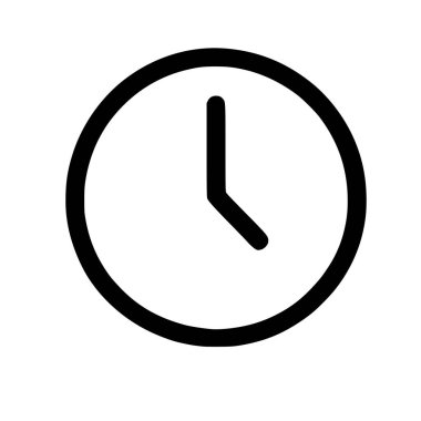 Minimalist siyah beyaz saat simgesi. Bu basit vektör grafiği zaman, zaman, zaman ve dakikliği temsil ediyor. Web ve uygulama arayüzleri için mükemmel.