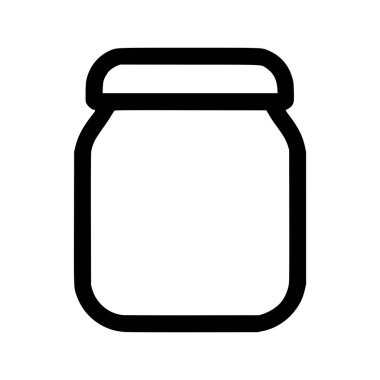 Bir kavanozun minimalist vektör çizimi. Bu basit taslak simgesi yiyecek, reçel veya depolama için bir kabı temsil eder. Temiz tasarım web ve grafik tasarımı için uygundur.