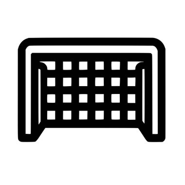 Futbol ya da futbol golünün minimalist vektör grafiği. Bu izole siyah beyaz çizgi sanat sembolü spor uygulamaları, web siteleri ve oyun tasarım unsurları için idealdir..