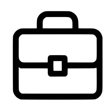 Evrak çantasının minimalist bir taslak simgesi. Bu basit vektör grafiği iş, istihdam, portföy ve profesyonel hayatı temsil eder. Beyaz bir arkaplanda izole edilmiş.