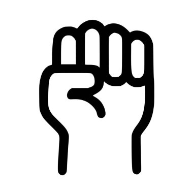 Kaldırılmış, sıkılmış bir yumruğun basit siyah beyaz çizgili sanat simgesi. Bu güçlü sembol protesto, dayanışma, güç, devrim ve direnişi temsil ediyor..