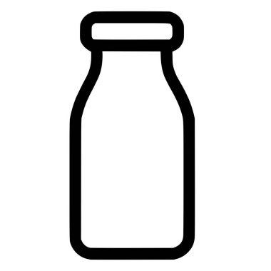 Geleneksel cam süt şişesinin minimalist vektör çizimi. Bu cesur taslak simgesi süt ürünleri, yiyecek, içecek ve besin ile ilgili tasarımlar için mükemmeldir..