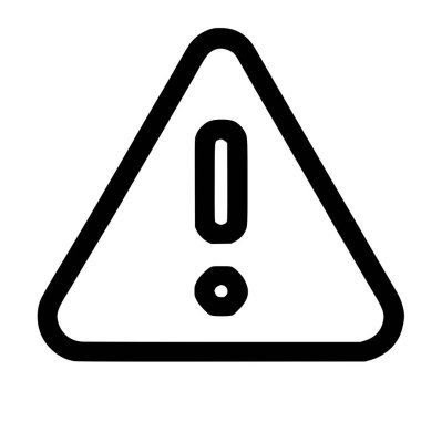 Bir uyarı üçgeninin içinde ünlem işareti olan basit bir siyah çizgi sanat simgesi. Bu minimalist sembol dikkat, uyarı, hatalar ve beyaz arka planda izole edilmiş potansiyel tehlikeyi temsil ediyor..