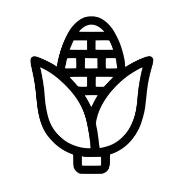 Kabuğu kısmen açık olan bir mısır koçanı minimalist vektör çizimi. Bu basit siyah ana hat ikonu tarım, gıda ve hasat.