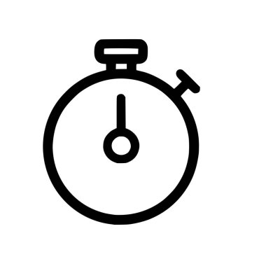 Bir kronometre veya zamanlayıcının minimalist siyah ana hatlı simgesi. Bu vektör grafiği zamanı, hızı, teslim tarihlerini ve ölçümleri temsil ediyor. Web ve grafik tasarımında kolay kullanım için beyaz bir arkaplanda izole edilmiş.