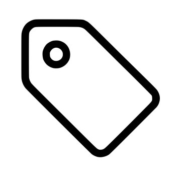 Bir fiyat ya da etiket etiketinin minimalist çizgi simgesi. Bu basit siyah-beyaz vektör grafiği e-ticaret, perakende satış ve pazarlama tasarımları için mükemmeldir. İzole illüstrasyon.