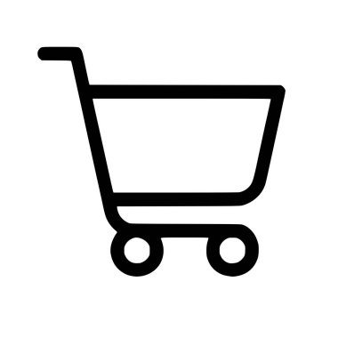 Minimalist siyah bir alışveriş arabası ikonu. Bu evrensel sembol çevrimiçi alışveriş, perakende satış, bir sepete ögeler ve web siteleri ve uygulamalardaki kontrol sürecini temsil eder..