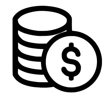 Beyaz arka planda para tasvir eden temiz ve izole bir çizgi sanat simgesi. Web tasarımı, finansal uygulamalar ve iş sunumları için ideal.