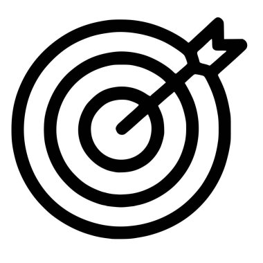 Bir dart tahtasının minimalist grafik simgesi ya da tam ortasında ok olan bir hedef. Bu sembol başarıyı, doğruluğu, hedefleri ve başarıyı temsil eder..