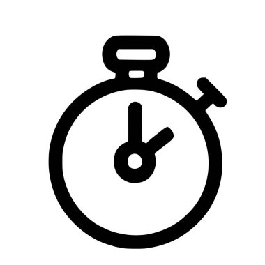 Klasik bir kronometrenin temiz, minimalist sanat simgesi. Bu vektör grafiği beyaz zemin üzerinde izole edilmiş zamanı, hızı, teslim tarihlerini ve ölçümleri temsil eder..