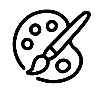 Boya izleri ve boya fırçası olan basit bir ressam paleti simgesi. Bu grafik sembol sanat, yaratıcılık ve resmi temsil ediyor..