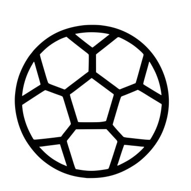 Klasik bir futbol topunun minimalist siyah beyaz çizgili sanat simgesi. Bu basit grafik sembolü futbol, spor ve atletizm yarışmasını temsil ediyor..