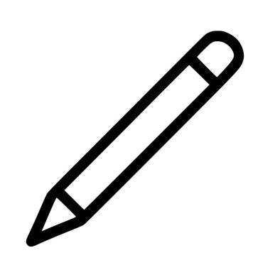 Kalemin minimalist bir sanat simgesi. Bu basit siyah-beyaz vektör grafiği yazı, çizim, kurgu, yaratıcılık ve eğitimi temsil eder. Beyaz bir arkaplanda izole edilmiş.
