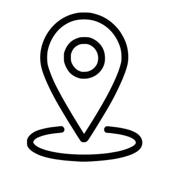 Harita iğnesi ya da konum işaretleyicisinin minimalist bir taslak simgesi. Bu basit grafik, navigasyon uygulamaları ve web siteleri için ilgi, hedef veya GPS koordinatlarını temsil eder..
