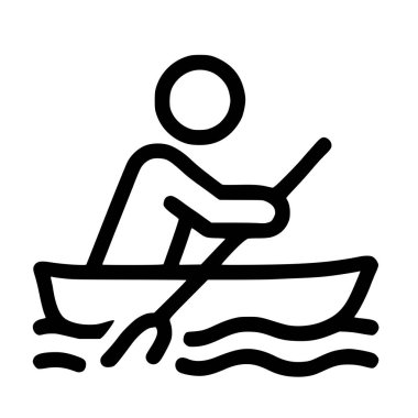 Siyah beyaz çizgili minimalist bir simge stilize edilmiş bir insanı kano ya da kano sürerken gösteriyor. Bu figür bir küreği tutuyor ve dalgalı çizgilerde süzülen bir kayıkta oturuyor suyu temsil ediyor..