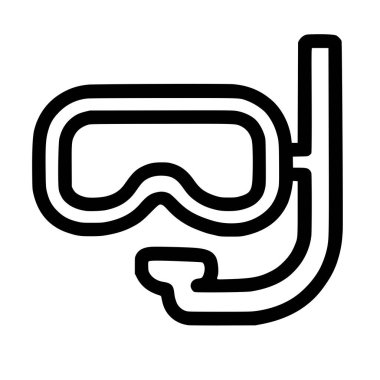 Şnorkelle yüzen bir maske ve şnorkel tasvir eden minimalist bir sanat ikonu. Bu basit vektör grafiği beyaz arka planda izole edilir ve su sporları, dalış ve yaz tatilini temsil eder..