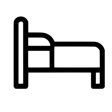 Tek yatağın temiz ve basit bir simgesi. Bu vektör grafiği web siteleri, uygulamalar ve oteller, moteller, dinlenme ve uyku ile ilgili işaretler için mükemmeldir..