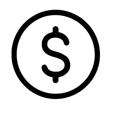 Çemberin içine bir dolar işareti iliştirilmiş basit ve temiz bir çizgi sanat simgesi. Bu minimalist grafik para, finans, para birimi ve iş kavramlarını temsil eder..