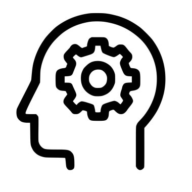 Zihin kavramını bir makine olarak tasvir eden vektör ikonu, düşünce, mantık ve yaratıcılığı temsil eden bir donanıma sahiptir. Beyaz bir arkaplanda izole edilmiş.