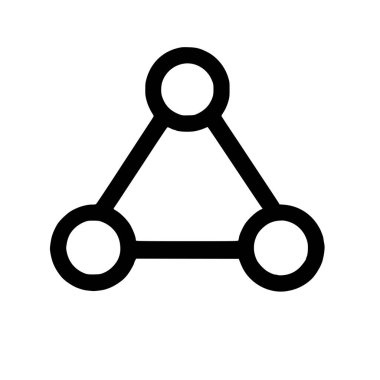 Bir üçgenin minimalist vektör grafiği, köşelerdeki üç çemberden ve onları birbirine bağlayan düz çizgilerden oluşur. Birlik, yapı ve ağ oluşturmayı simgeler.