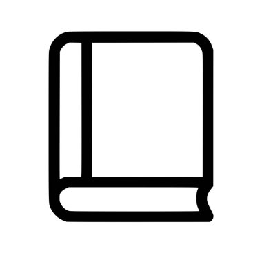 Bir kitabın koyu siyah çizgi sanat temsilini içeren basit bir vektör grafiği. Beyaz arka planda izole edilmiş bir sembol, eğitim veya edebi temalar için mükemmel.