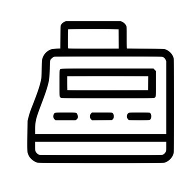 Yazarkasanın minimalist bir sanat simgesi. Bu basit vektör grafiği, beyaz arka planda izole edilmiş ödeme, satış ve perakende işlemlerini temsil eder..