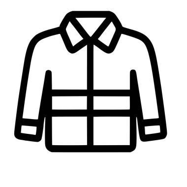 Uzun kollu yakalı ve iki yatay çizgili basit bir siyah beyaz çizgili resim ikonu. Bu minimalist vektör grafiği ağ ve uygulama tasarımı için uygun beyaz bir arkaplan üzerinde izole edilmiştir.