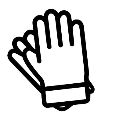 Koruyucu eldiven takan bir elin minimalist vektör çizimi. Bu basit siyah taslak simgesi beyaz bir zemin üzerinde izole edilir, hijyen, tıbbi veya güvenlik kavramları için uygundur.