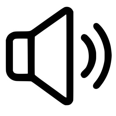 Bir hoparlörün ya da megafonun ses dalgaları yayan basit bir siyah beyaz çizgi sanat simgesi. Bu grafik sembol beyaz arkaplan üzerindeki ses, ses ve uyarı uyarılarını temsil eder.