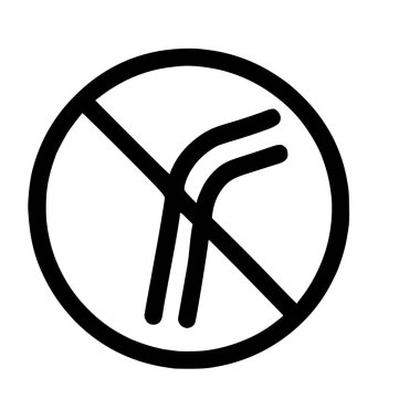 Plastik pipetlerin yasaklanmasını tasvir eden basit bir çizgi simgesi. Sembol, bir çemberin içinde çevresel bir çağrıyı simgeleyen iki pipet çiziyor..