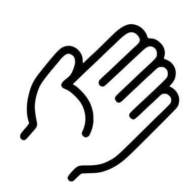 Minimalist ve temiz bir insan eli çizimi. Avuç içi dört parmak ve bir başparmak ile açıktır. Bu basit vektör simgesi bir selamlama, durdurma veya beşlik çakma jestini temsil eder..