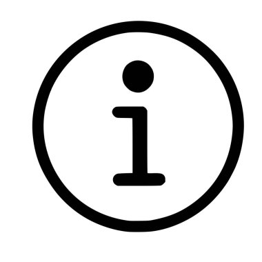 Evrensel bilgi sembolünün minimalist ve temiz bir grafik çizimi. Simge, mükemmel bir daire içine koyduğum koyu siyah küçük harf içeriyor..