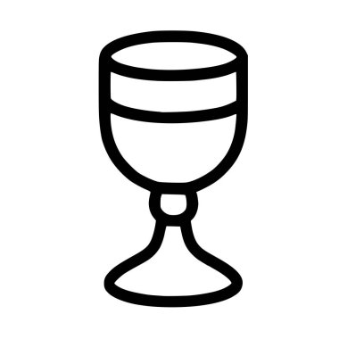 Kadeh ya da kadehin minimalist ana hatlı vektör çizimi. Bu izole ikon beyaz arka planda din, kraliyet, şarap veya kutlama temaları için uygundur.