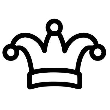 Bir soytarının minimalist siyah ana hatlı simgesi ya da aptal şapkası. Bu basit grafik sembol, logolar veya web tasarımı için uygun komedi, mizah ve eğlenceyi temsil eder..