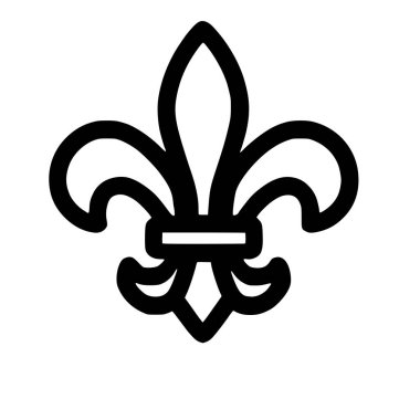 Fleur de Lis 'in basit bir siyah çizimi, biçimlendirilmiş zambak ya da göz. Bu sembol Fransız kraliyetini, mirasını temsil ediyor ve popüler bir dekoratif unsurdur..