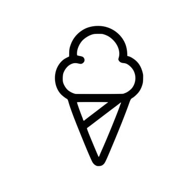 Tek kepçe dondurma külahının siyah çizgili grafiği. Bu vektör çizimi, web ve mobil uygulama tasarımı için mükemmel olan soğuk bir tatlı, aperatif ya da dondurmayı temsil eder..