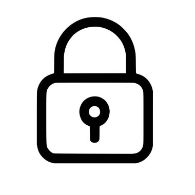 Kapalı bir asma kilidin basit ve temiz çizgi simgesi. Bu grafik sembolü güvenlik, gizlilik, güvenlik, şifre koruması ve veri şifreleme gibi kavramları temsil eder..